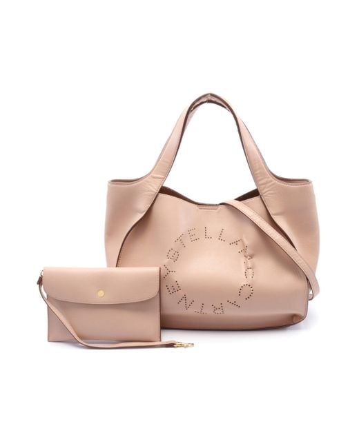 Stella McCartney Stella Logo Handbag Tote Bag Fake Leather Light Pink