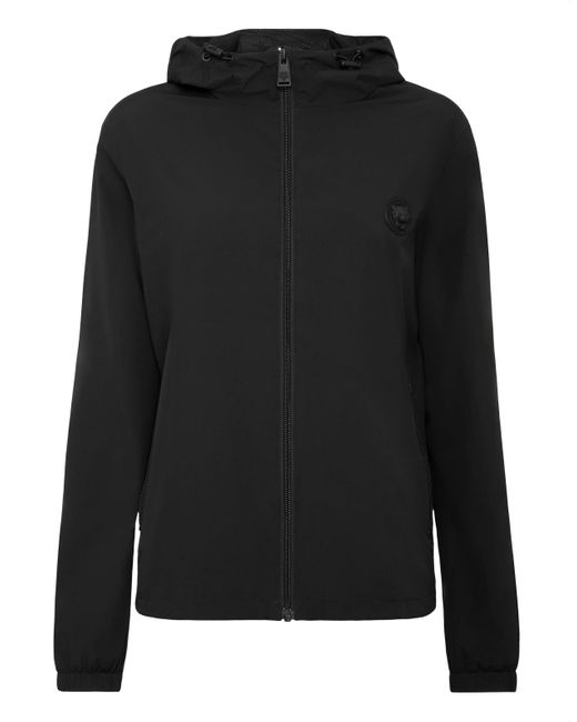 Philipp Plein Black Hooded Lightweight Running Jacket Ls