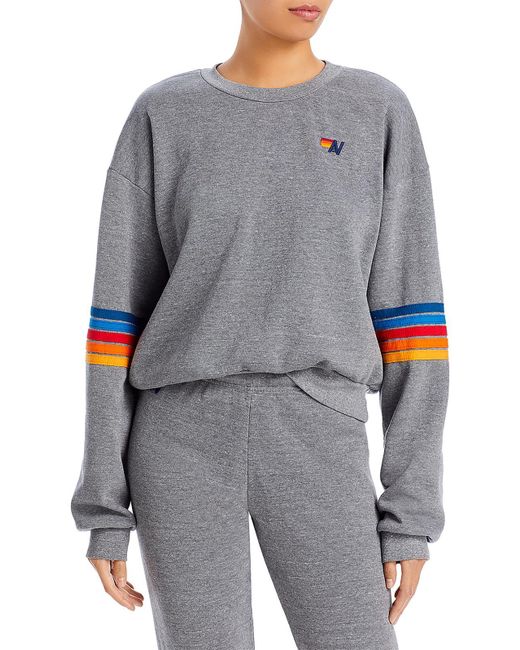 Aviator Nation Gray Stitch Sleeve Heathered Sweatshirt