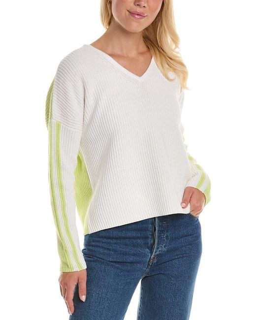 Lisa Todd White Colorblocked Sweater