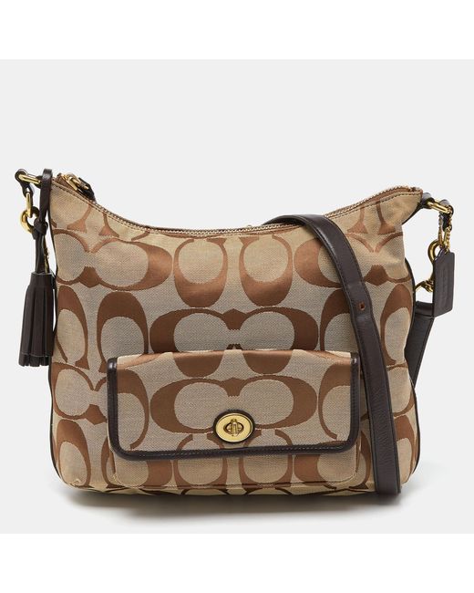 COACH /brown Signature Canvas And Leather Courtenay Crossbody Bag