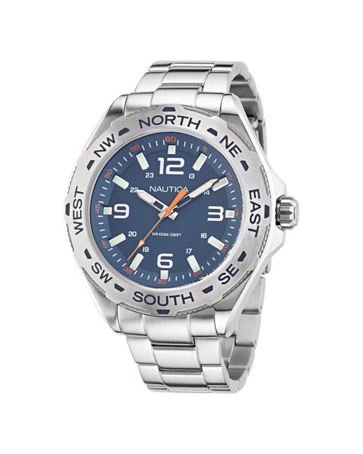 Nautica Metallic Clearwater Beach Recycled Stainless Steel 3-hand Watch for men