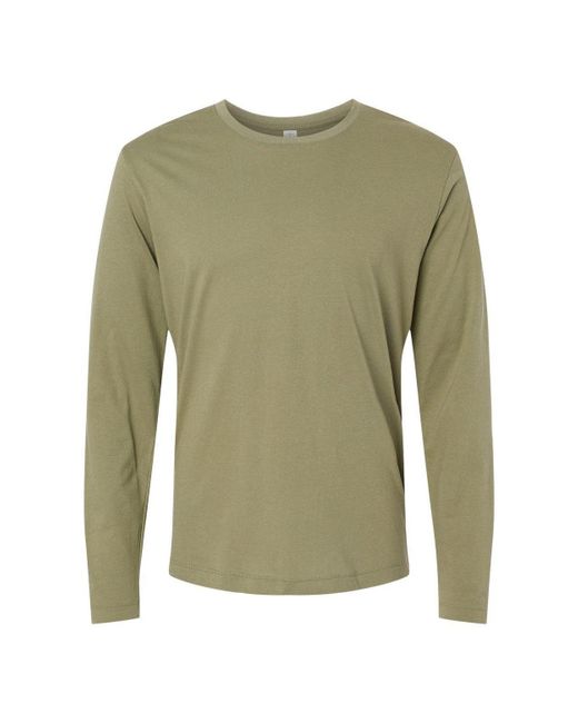 Alternative Apparel Green Cotton Jersey Long Sleeve Go-to Tee for men