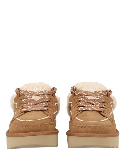 Ugg Natural Leather Shearling Lace-Up Sandals