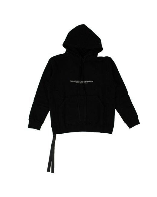 Unravel Project Black Cotton Slogan Print Hoodie Sweatshirt for men