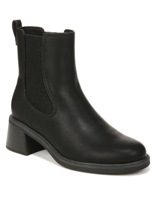 Dr. Scholls Black Redux Faux Leather Stack Heel Ankle Boots