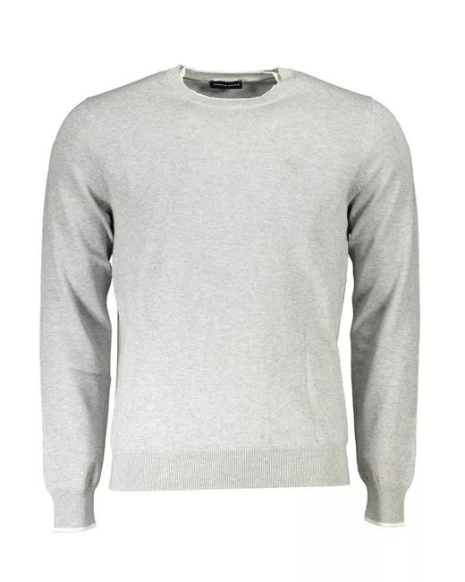 North Sails Gray Eco-conscious Embroide Cotton Sweater for men