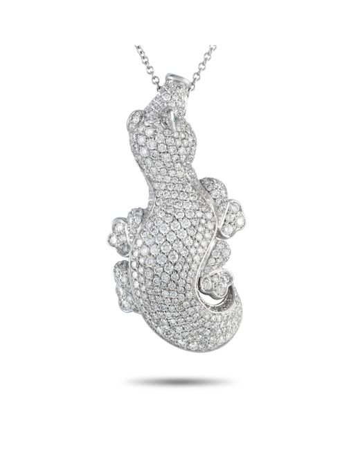 Pasquale Bruni Gray 18k White Gold 7.14ct Diamond Crocodile Necklace Pb01-102023