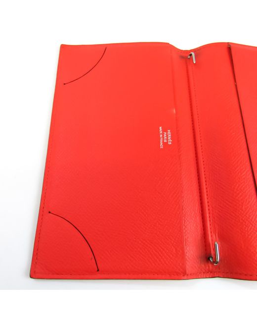 Hermès Red Agenda Cover Leather Wallet (pre-owned)