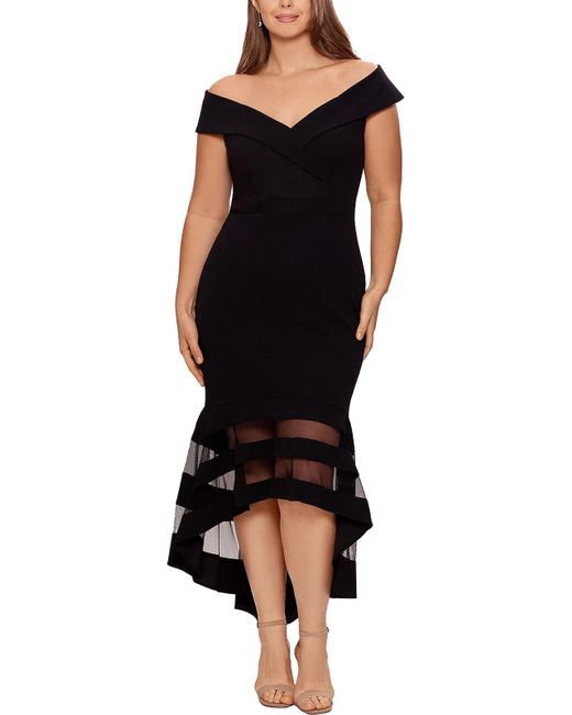 Xscape Plus Illusion Hem Hilow Evening Dress in Black Lyst