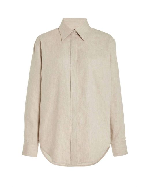 Brandon Maxwell White Allie Button Up Boyfriend Shirt