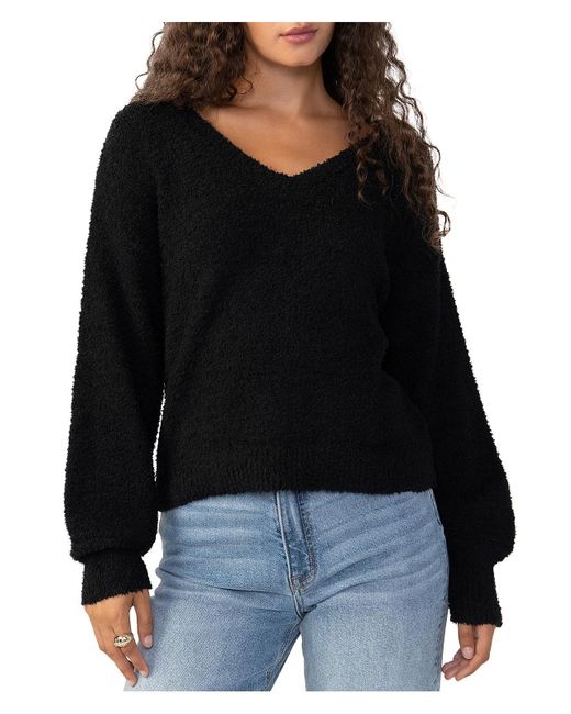 Sanctuary Black Textured V Neck Pullover Sweater