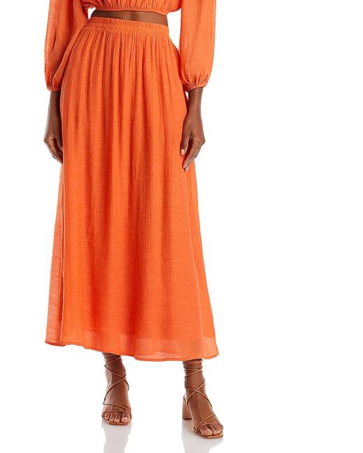 Lucy Paris Orange Long Side Slit Maxi Skirt