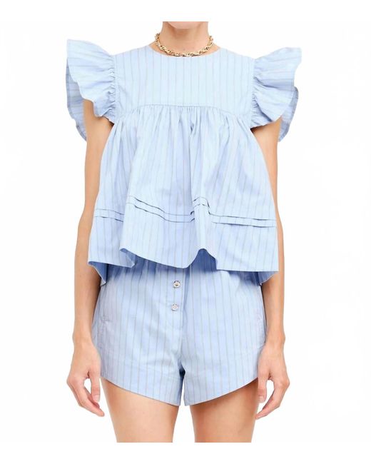 SOFIA The Label Blue The Sloane Striped Top