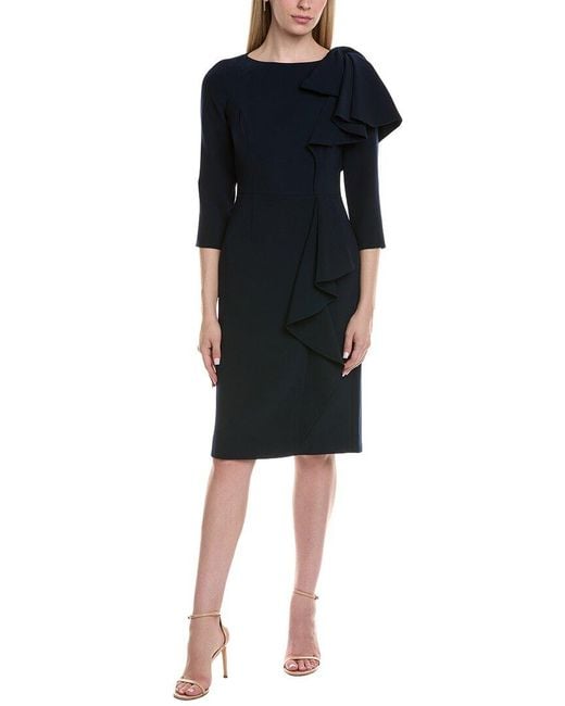 Teri Jon Women's Black 3/4 Sleeve Midi Dress