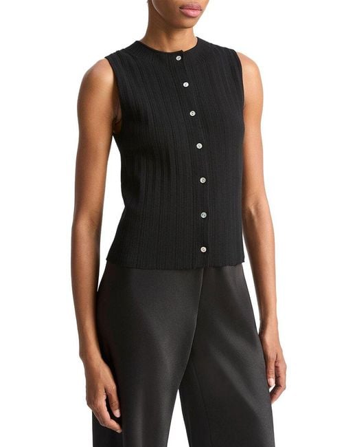 Vince Black Button Sweater Shell