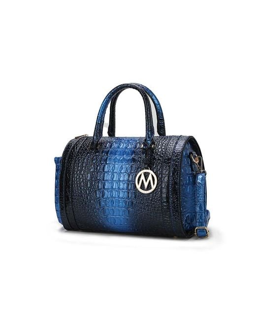 MKF Collection by Mia K Blue Usal Croc-Embossed Satchel Bag By Mia K