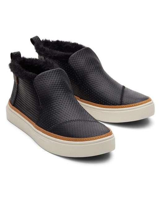 TOMS Black Paxton Leather Slip On High-top Sneakers