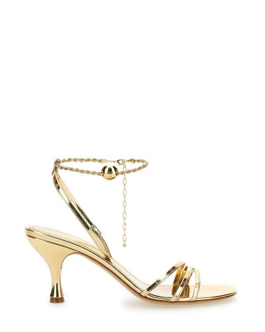 Ferragamo White Tone Sandals With Chain
