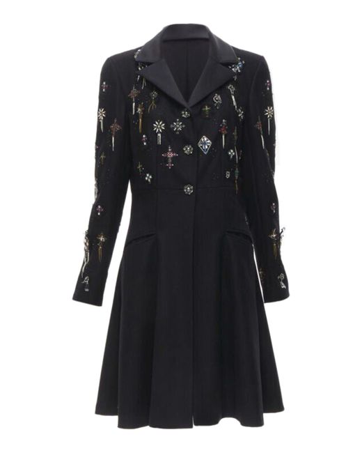 Chanel Black Paris London Metier D'art Lesage Punk Embellished Cashmere Coat
