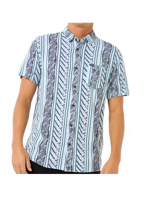 Rip Curl Blue Fun Times Stripe Short Sleeve Shirt for men