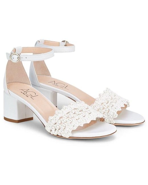 Agl Attilio Giusti Leombruni Women's White Crochet Leather Sandal