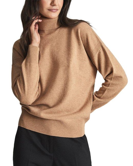 Reiss Brown Nova Knitted Roll Neck Wool-blend Sweater
