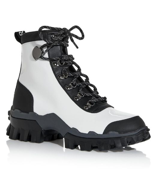 Moncler Black Helis Patent Leather Lace Up Hiking Boots
