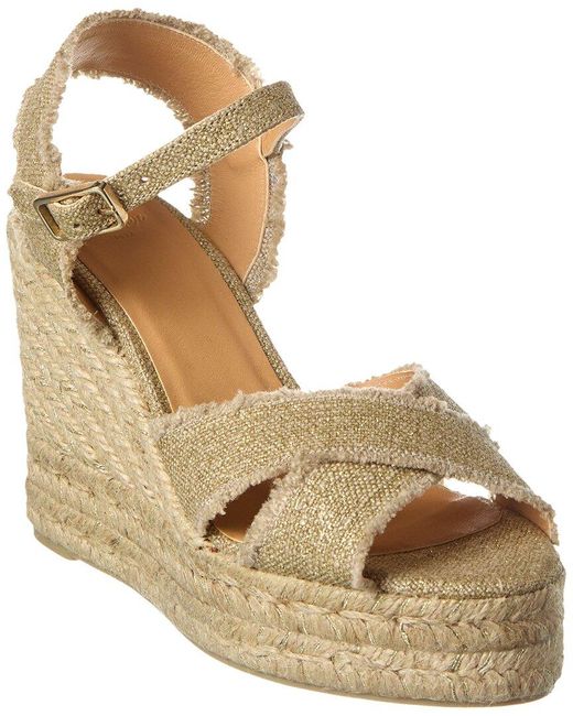 Castaner Bromelia 100 Metallic Canvas Wedge Espadrille
