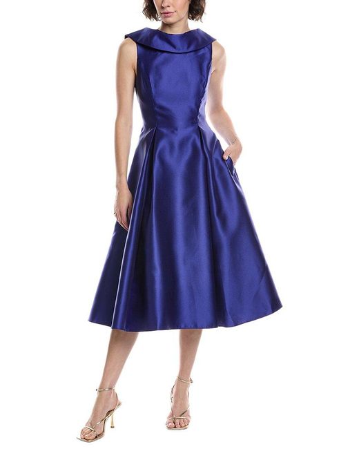 Adrianna Papell Blue Mikado Midi Dress