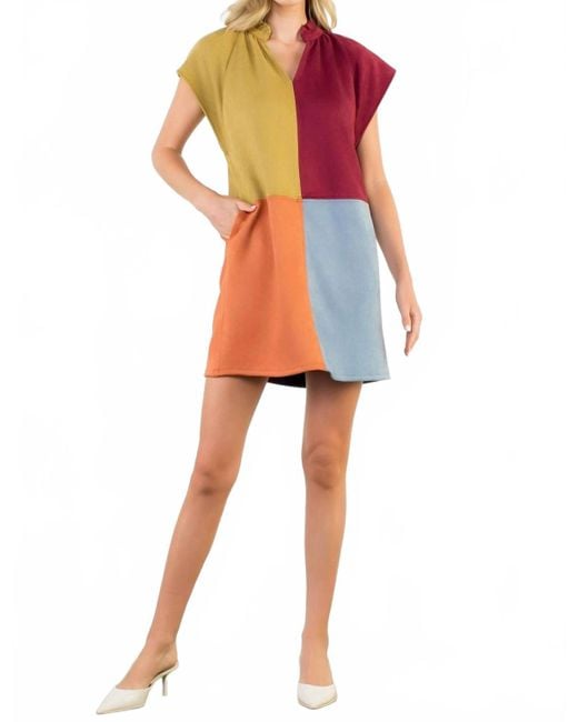 Thml Suede Feel Colorblock Mini Dress in Orange | Lyst