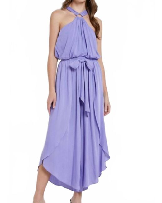 Mustard Seed Purple Ring Waist Tie Wrap Jumpsuit