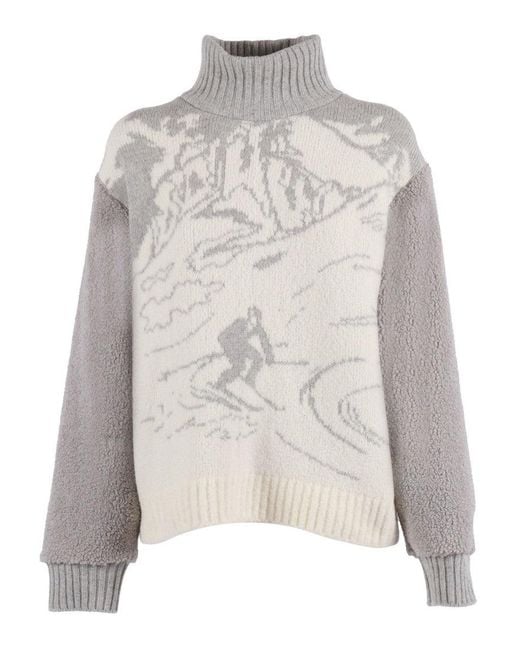Ballantyne White High-Neck Sweatshirt With Fitted Silhouette And Design