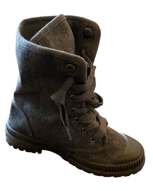 Very G Black Canvas Ankle Boots