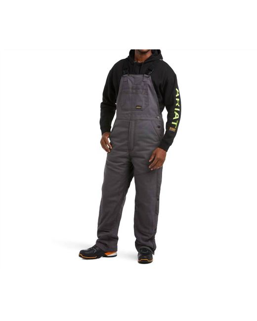 Ariat Black Rebar Duracanvas Stretch Insulated Bib Overalls for men