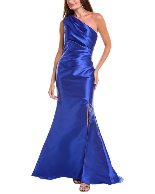 Rene Ruiz Blue One-Shoulder Gown