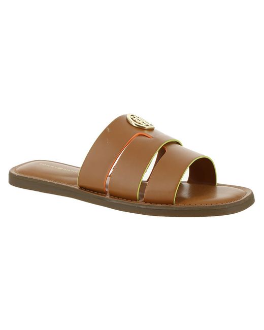 tommy hilfiger brown flip flops
