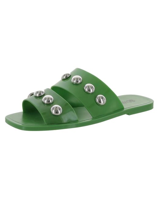 SCHUTZ SHOES Green Lizzie Slip On Casual Slide Sandals