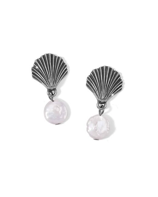 Brighton Black Shells Pearl Drop Earrings