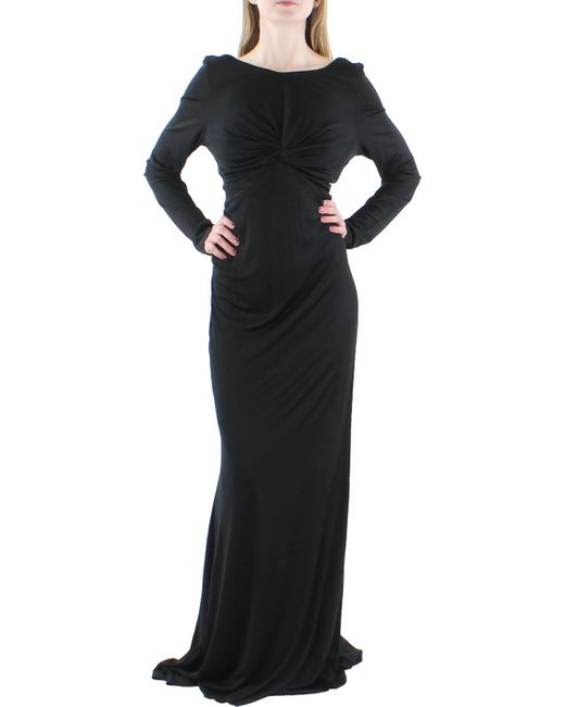 Donna Karan Black Knit Long Sleeves Evening Dress