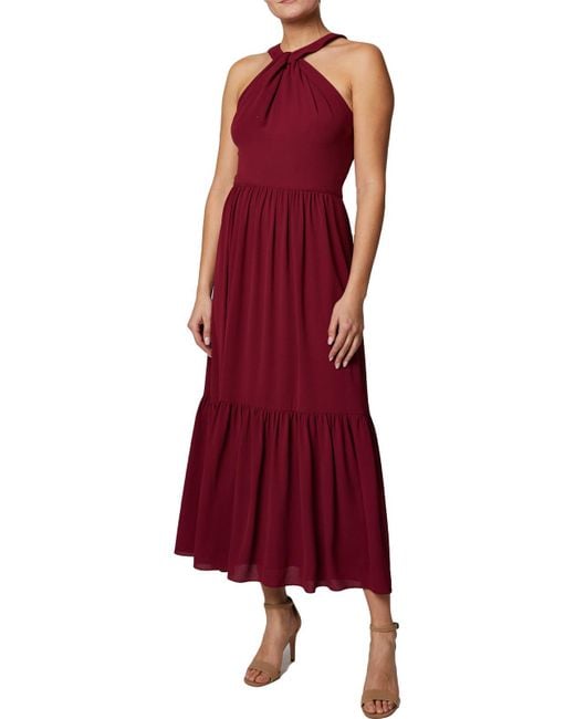 Laundry by Shelli Segal Textured Halter Neck Maxi Dress