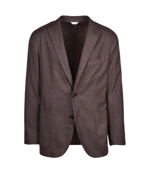 Boglioli Brown Lined Rounded Wool-Blend Jacket for men