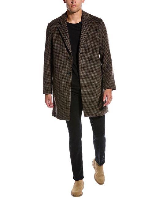 Vince Black Houndstooth Classic Wool & Cashmere-blend Coat for men