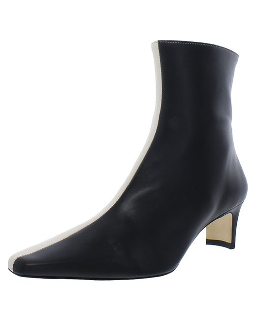 Staud Black Wally Leather Squared Toe Ankle Boots
