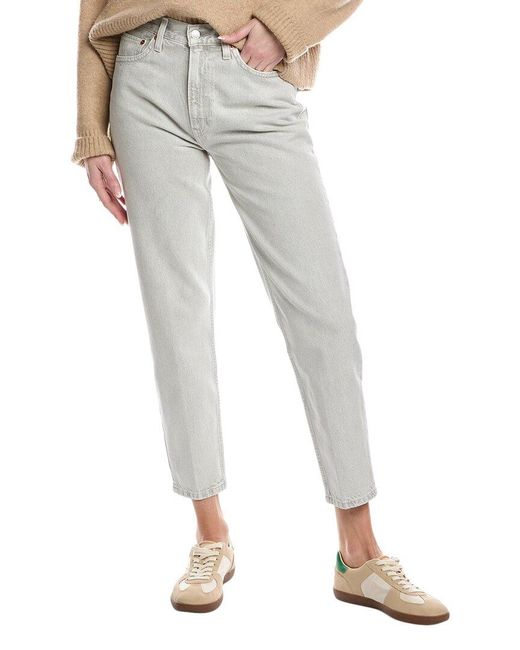 Re/done Gray Taper Jean Coated Quartz Jean