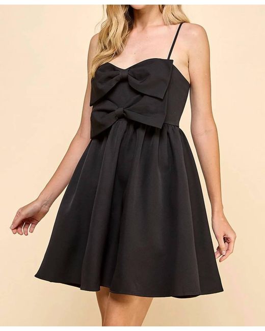 TCEC Black Angela Sleeveless Bow Mini Dress