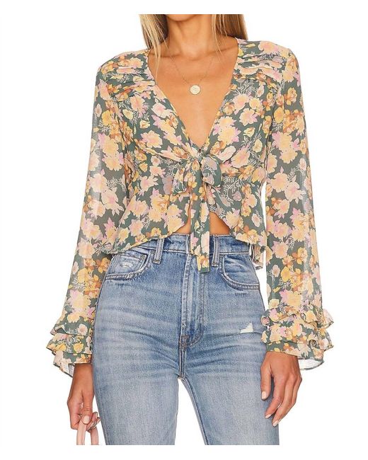 Free People Blue Maybel Blouse