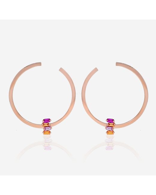Suzanne Kalan 18k Rose Gold, Sapphire And Diamond Hoop Earrings in Red ...