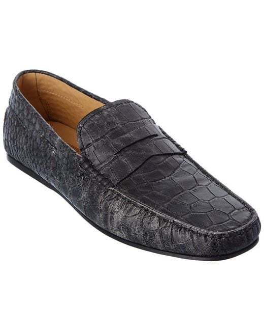 Mens Genuine Leather Alligator Slip On Loafer Moccasin Gommino Driving Shoes New