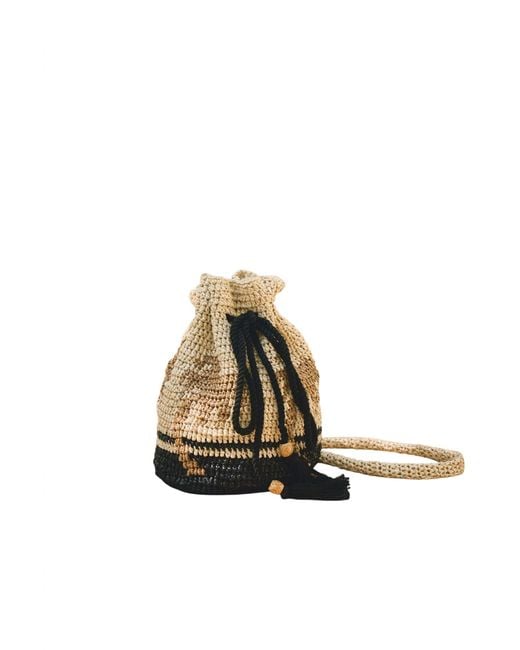 Hunter Bell White Raffia Bucket Bag